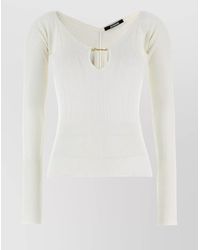 Jacquemus - Ribbed V-Neck Cutout Long-Sleeve Top - Lyst