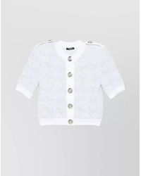 Balmain - Ribbed Crewneck Knitted Top - Lyst