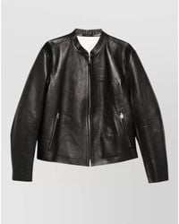 Tom Ford - Leather Biker Jacket Mandarin Collar Zip Pockets - Lyst