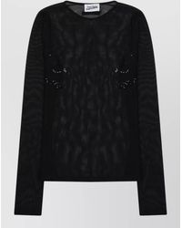 Jean Paul Gaultier - Embellished Sheer Knit Top Long Sleeves - Lyst