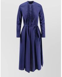 Aspesi - Belted Waist Midi Dress Button Ruffle - Lyst