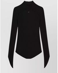 Courreges - Ribbed Mock Neck Long Sleeve Knitted Top - Lyst