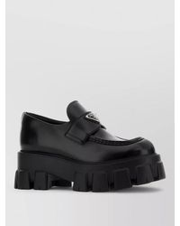 Prada - Monolith Leather Lace Up Platform Loafers - Lyst