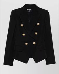 Balmain - Double Breasted Grain De Poudre Jacket - Lyst