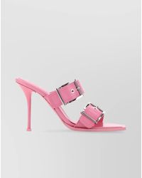 McQueen - Leather Buckle Sandals - Lyst
