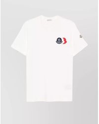 Moncler - Embroidered Logo Cotton Jersey Crewneck T-Shirt - Lyst