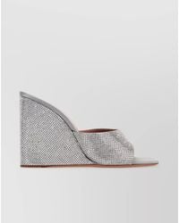 AMINA MUADDI - Embellished Metallic Wedge Mules - Lyst