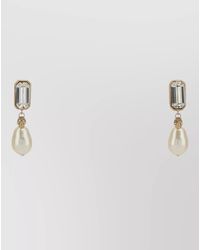McQueen - Skull Earrings Pearl Drop Gemstone Detail - Lyst