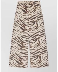 Ganni - High Waist Wide Leg Zebra Denim Trousers - Lyst