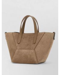 Brunello Cucinelli - Suede Shoulder Bag Structured Shape Handles - Lyst