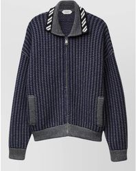 Versace - Virgin Wool Honeycomb Knit Zip Cardigan - Lyst
