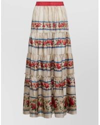 Pierre Louis Mascia - Silk Skirt Tiered Maxi Floral Print - Lyst
