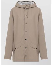 Rains - Long Hooded Coat High Neck Buttons - Lyst