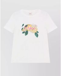 Chloé - Logo Cotton T Shirt Short Sleeves Crewneck - Lyst