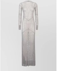 Santa Brands - Rhinestone Long Sleeve Open Back Maxi Dress - Lyst