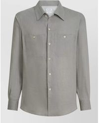 Brunello Cucinelli - Linen Shirt Easy Fit Long Sleeves Pockets - Lyst