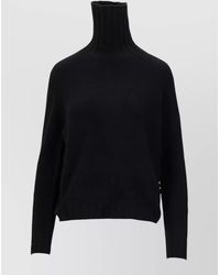 LA ROSE - High Neck Ribbed Knit Long Sleeve Top - Lyst