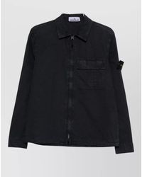 Stone Island - Zip-Up Shirt Regular Cut With Pocket - Lyst