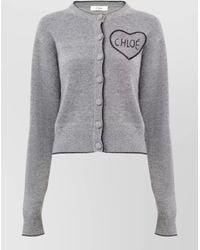 Chloé - Logo Knit Cardigan Fitted Crew Neck - Lyst