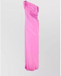 Max Mara - Satin Long Dress Draped Detail - Lyst