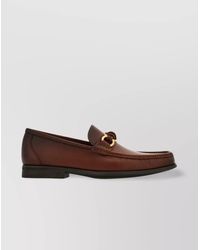 Ferragamo - Alain Leather Loafers-Tone Hardware Round Toe - Lyst