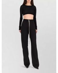 Rick Owens - Silk Blend Ribbed Slim-Fit Cropped Long-Sleeve Top - Lyst