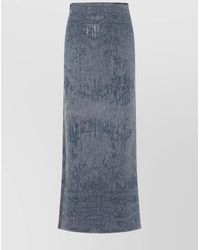 DIESEL - Denim High-Rise Distressed Midi Skirt - Lyst