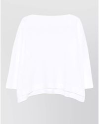 Daniela Gregis - Cotton Boat Neck Long Sleeve Asymmetric Hem Sweater - Lyst