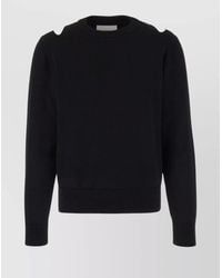 Jil Sander - Cutout Wool Ribbed Crew Neck Sweater - Lyst