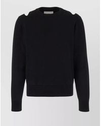 Jil Sander - Cutout Wool Ribbed Crew Neck Sweater - Lyst