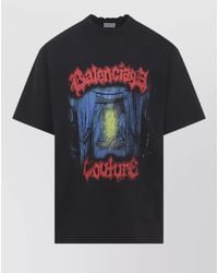 Balenciaga - Cotton Printed Medium Fit T-Shirt - Lyst