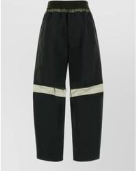 Fendi - Cotton Blend Wide Leg Contrast Panel Pants - Lyst