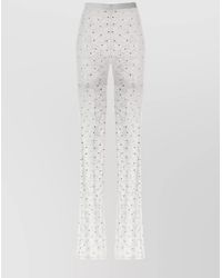 Alessandra Rich - Rhinestone Lace Flared Leggings - Lyst