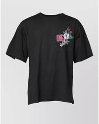 Dolce & Gabbana - Floral-Print Logo-Print Cotton Crew-Neck T-Shirt - Lyst