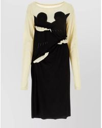 Maison Margiela - Ruched Two Tone Jersey Midi Dress - Lyst