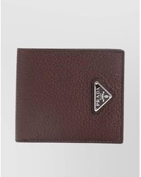 Prada - Grained Leather Bi-Fold Wallet - Lyst