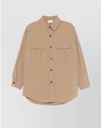 P.A.R.O.S.H. - Casual Box-Pleat Detail Collared Neck Top - Lyst