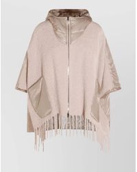 Herno - Oversized Hooded Cape With Fringe And Pockets - Lyst