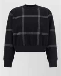 Pleats Please Issey Miyake - Ribbed Checked Cropped Crew Neck Long-Sleeve Jumper - Lyst
