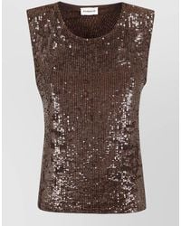 P.A.R.O.S.H. - Sleeveless Top Round Neck Sequin Detail - Lyst