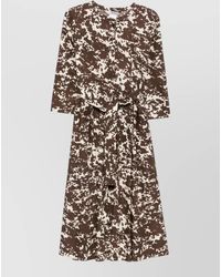 Max Mara - Cotton Band Collar Three Quarter Sleeve Midi Dress - Lyst