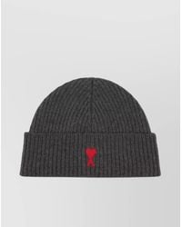 Ami Paris - Wool Ribbed-Knit Beanie - Lyst