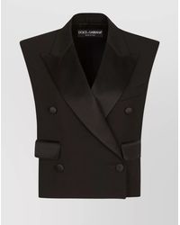 Dolce & Gabbana - Silk Wool Blend Regular-Fit Double-Breasted Sleeveless Jacket - Lyst