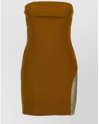 The Attico - Sequin Insert Strapless Fitted Dress With Side Mesh - Lyst