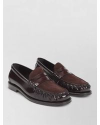 Brunello Cucinelli - Penny Loafers Calf Leather Suede Vamp - Lyst