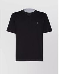 Brunello Cucinelli - Logo Crew Neck Cotton T-Shirt With Contrast Trim - Lyst