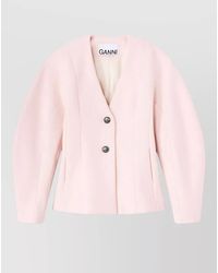 Ganni - V Neck Tailored Blazer Long Sleeve - Lyst