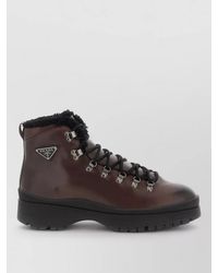 Prada - Brixxen Leather Ankle Boots Round Toe - Lyst