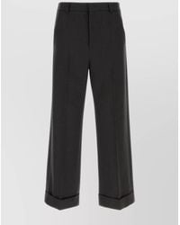 Valentino Garavani - Wide-Leg Wool Trousers Cuffed Hem - Lyst