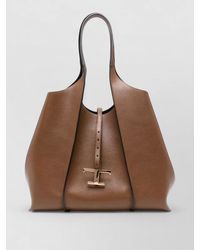Tod's - T Medium Leather Textured Shoulder Tote - Lyst